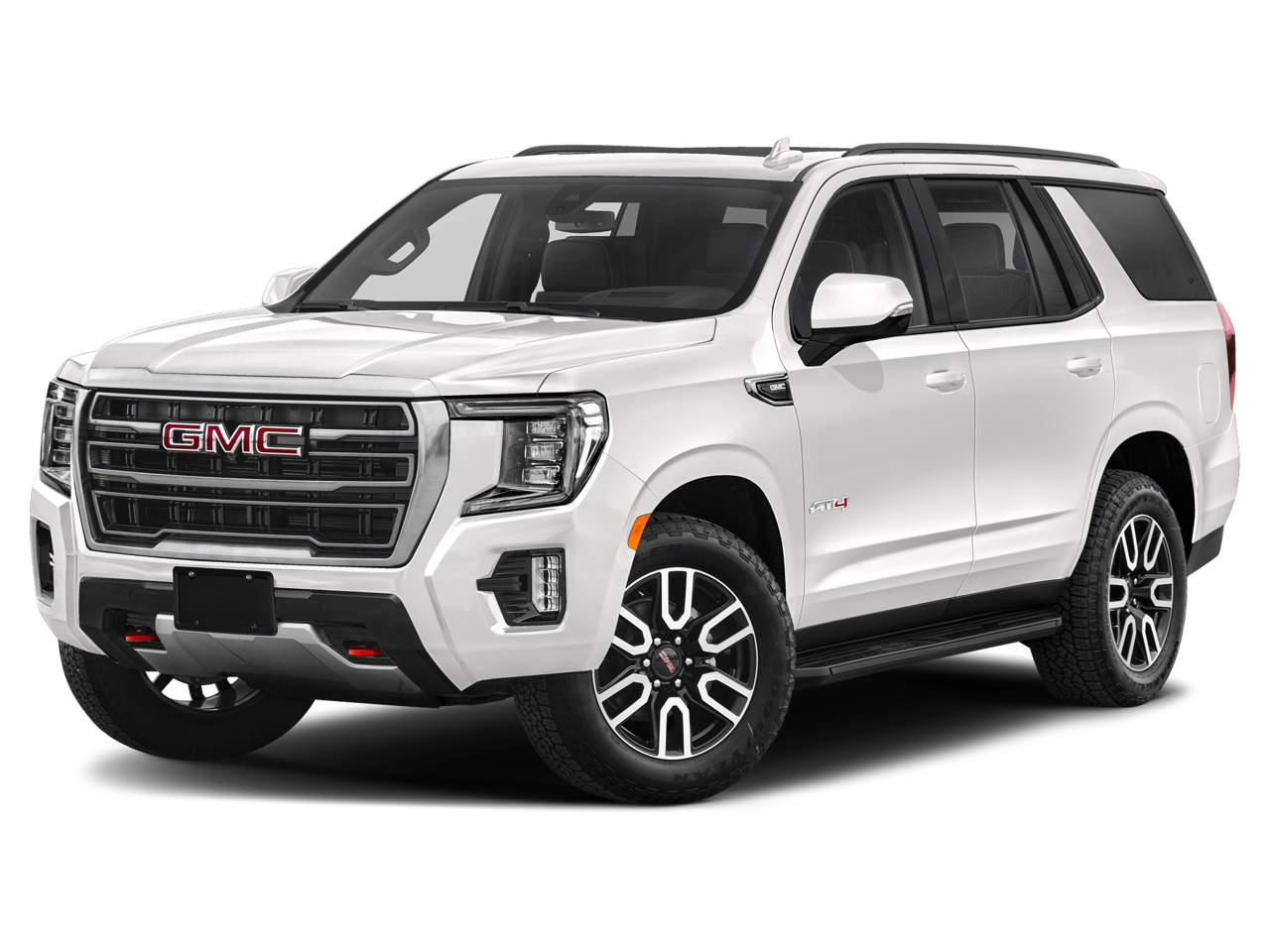 2021 GMC Yukon AT4 in Summit White — front three-quarter view