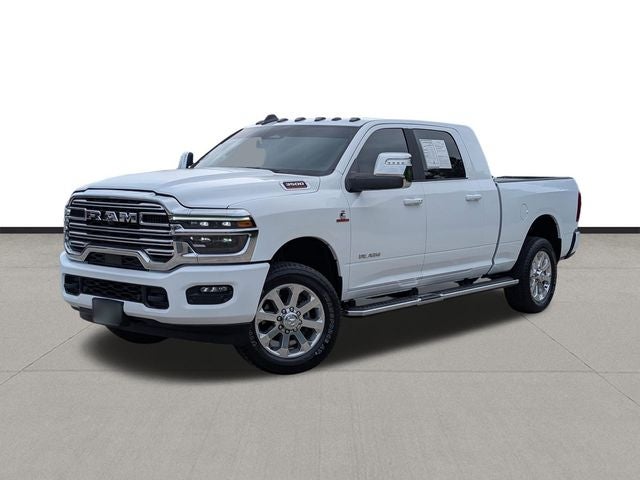 2025 RAM 3500 Laramie in Bright White Clearcoat — front three-quarter view